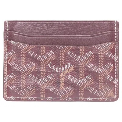 Pre-owned Goyard Ine 4-slot Red Bordeaux White Logo Card Holder