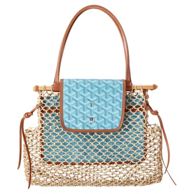 Pre-owned Goyard Ine Ltd Edition Net Aligre Raffia Mesh Tote Bag In Gray