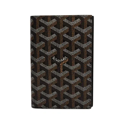 Pre-owned Goyard Ine Printed Card Passport Wallet Brown Black