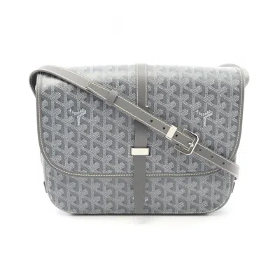 Pre-owned Goyard Gray White Coated Canvas Leather Shoulder Bag ()