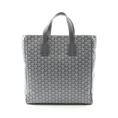 Pre-owned Goyard Gray White Coated Canvas Leather Tote Bag ()