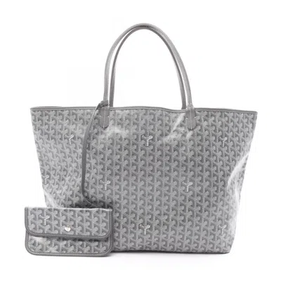 Pre-owned Goyard Gray White Coated Canvas Leather Tote Bag () In Multi