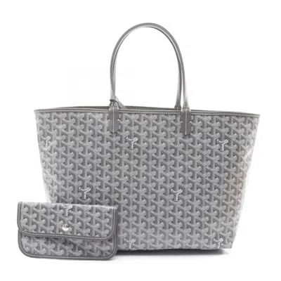 Pre-owned Goyard Gray White Coated Canvas Leather Tote Bag () In Multi