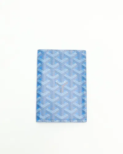 Pre-owned Goyard Grenelle Passport Cover In Blue
