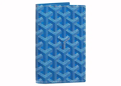 Pre-owned Goyard Grenelle Passport Cover In Sky Blue