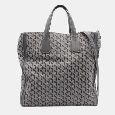 Pre-owned Goyard Grey Canvas And Leather Sac Voltaire Tote Bag