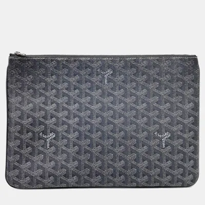 Pre-owned Goyard Grey Canvas Senna Mm In Gray