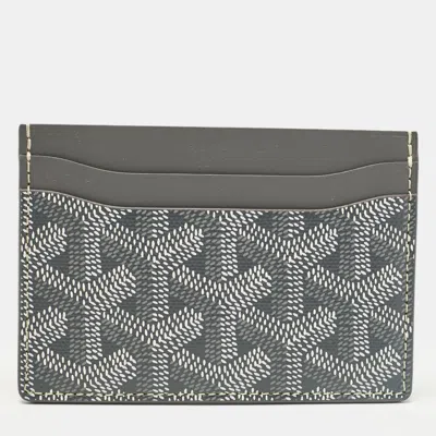 Pre-owned Goyard Grey Coated Canvas And Leather Saint Sulpice Card Holder