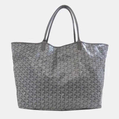 Pre-owned Goyard Saint Louis Gm Tote Bag Coated Canvas In Gray