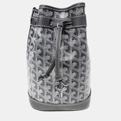 Pre-owned Goyard Grey Leather And Pvc Petit Flo In Gray