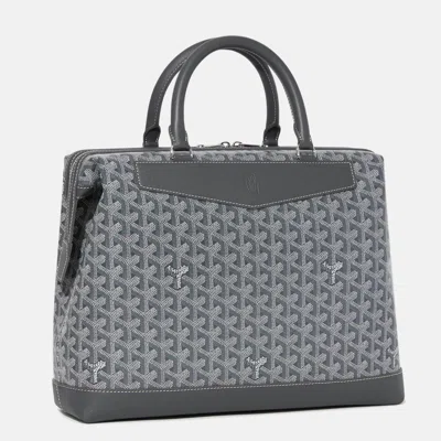 Pre-owned Goyard Grey Leather And Signature Canvas Cisaplin Document Case In Gray