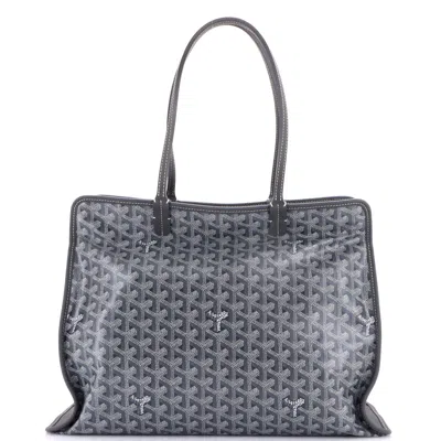 Pre-owned Goyard Hardy Pet Carrier Coated Canvas Pm In Gray