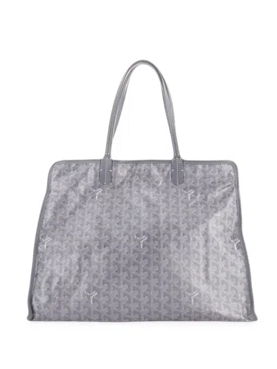 Pre-owned Goyard Hardy Pet Carrier Coated Canvas Pm Shoulder Bag In Grey