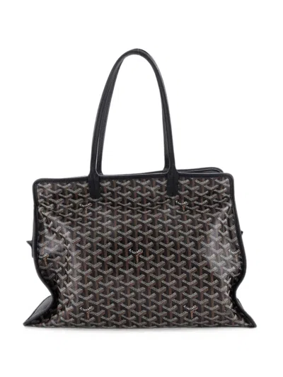 Pre-owned Goyard Hardy Pet Carrier Coated Canvas Pm Tote Bag In Black