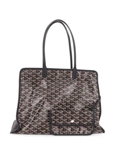 Pre-owned Goyard Hardy Pet Carrier Coated Canvas Pm Tote Bag In Black