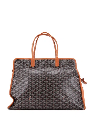 Pre-owned Goyard Hardy Pet Carrier Coated Canvas Pm Tote Bag In Brown