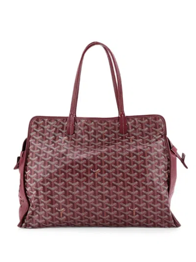 Pre-owned Goyard Hardy Pet Carrier Coated Canvas Pm Tote Bag In Red