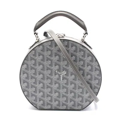 Pre-owned Goyard Hatbox Trunk Handbag Pvc Leather In Gray