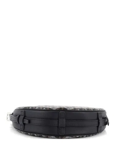 Pre-owned Goyard Hirondelle Coated Canvas And Leather Shoulder Bag In Black
