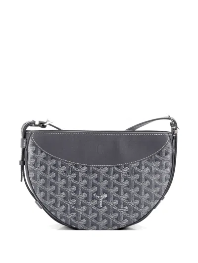 Pre-owned Goyard Hirondelle Coated Canvas And Leather Shoulder Bag In Gray