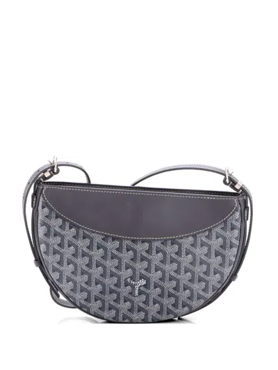 Pre-owned Goyard Hirondelle Coated Canvas And Leather Shoulder Bag In Gray