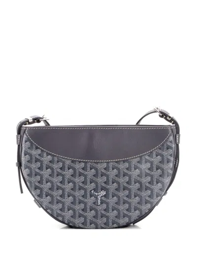Pre-owned Goyard Hirondelle Coated Canvas And Leather Shoulder Bag In Gray