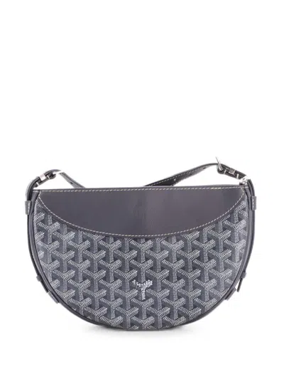 Pre-owned Goyard Hirondelle Coated Canvas And Leather Shoulder Bag In Gray