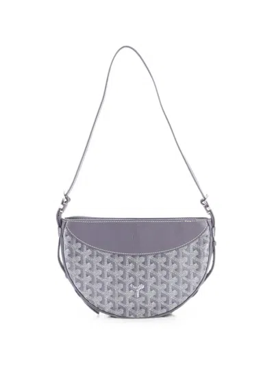 Pre-owned Goyard Hirondelle Coated Canvas And Leather Shoulder Bag In Gray