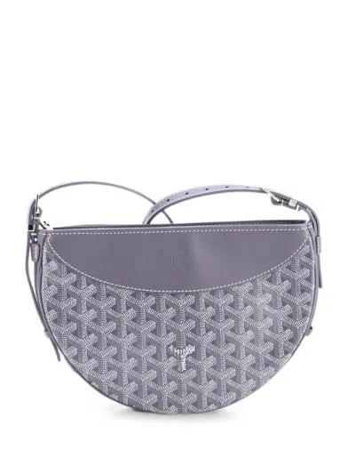 Pre-owned Goyard Hirondelle Coated Canvas And Leather Shoulder Bag In Gray