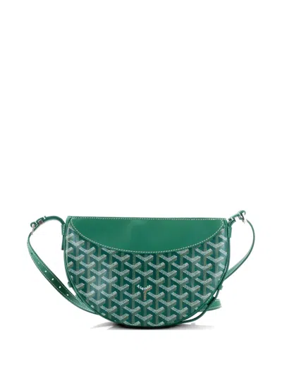 Pre-owned Goyard Hirondelle Coated Canvas And Leather Shoulder Bag In Green