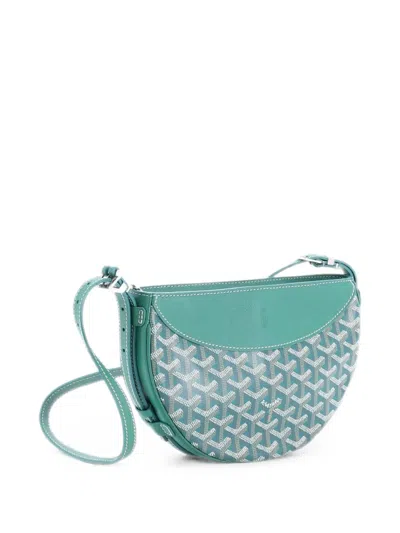 Pre-owned Goyard Hirondelle Coated Canvas And Leather Shoulder Bag In Green