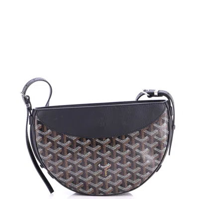 Pre-owned Goyard Hirondelle Shoulder Bag Coated Canvas And Leather In Black