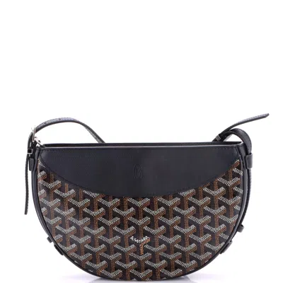 Pre-owned Goyard Hirondelle Shoulder Bag Coated Canvas And Leather In Black