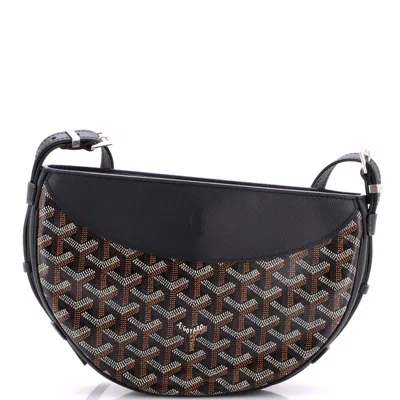 Pre-owned Goyard Hirondelle Shoulder Bag Coated Canvas And Leather In Black