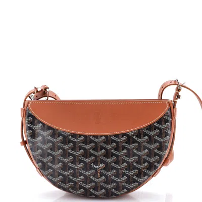 Pre-owned Goyard Hirondelle Shoulder Bag Coated Canvas And Leather In Brown