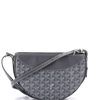 Pre-owned Goyard Hirondelle Shoulder Bag Coated Canvas And Leather In Gray