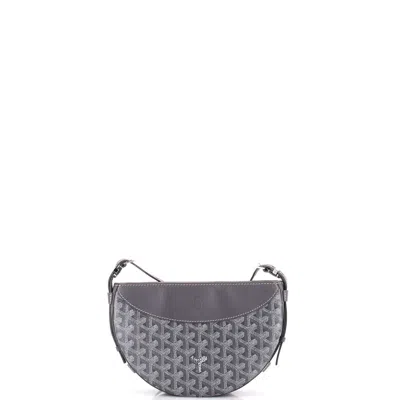 Pre-owned Goyard Hirondelle Shoulder Bag Coated Canvas And Leather In Gray