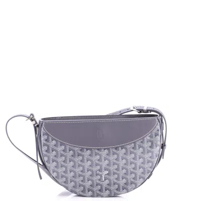 Pre-owned Goyard Hirondelle Shoulder Bag Coated Canvas And Leather In Gray