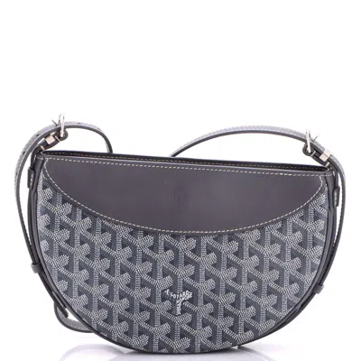 Pre-owned Goyard Hirondelle Shoulder Bag Coated Canvas And Leather In Gray