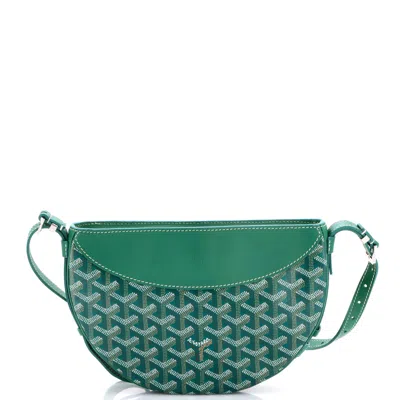 Pre-owned Goyard Hirondelle Shoulder Bag Coated Canvas And Leather In Green