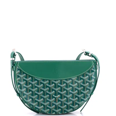 Pre-owned Goyard Hirondelle Shoulder Bag Coated Canvas And Leather In Green