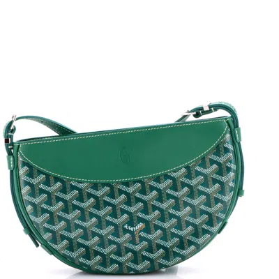 Pre-owned Goyard Hirondelle Shoulder Bag Coated Canvas And Leather In Green