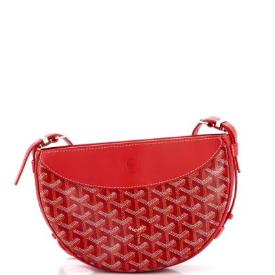 Pre-owned Goyard Hirondelle Shoulder Bag Coated Canvas And Leather In Red