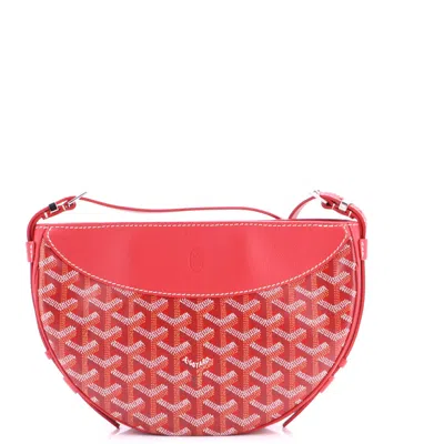 Pre-owned Goyard Hirondelle Shoulder Bag Coated Canvas And Leather In Red