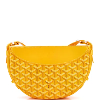 Pre-owned Goyard Hirondelle Shoulder Bag Coated Canvas And Leather In Yellow