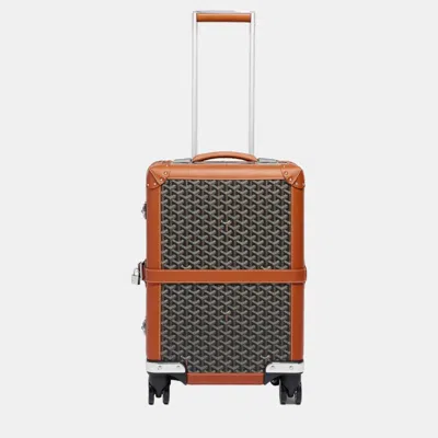Pre-owned Goyard Ine Canvas & Clamecy Cowhide Bourget Pm Trolley Case In Black