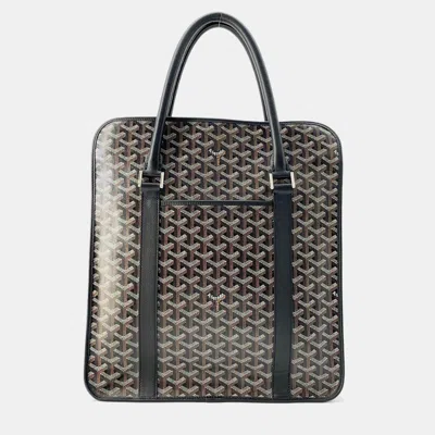 Pre-owned Goyard Burgundy Tote Bag Black Pvc Coated Canvas Leather