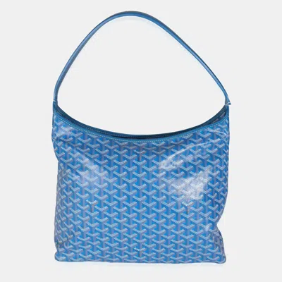 Pre-owned Goyard Ine Canvas Boheme Hobo Bag In Blue