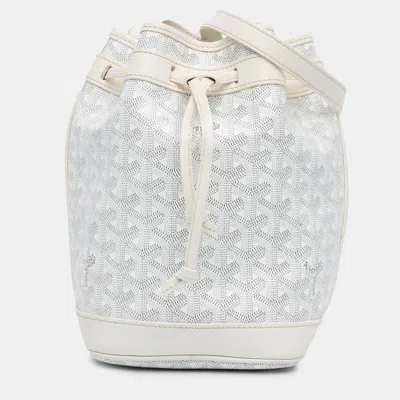 Pre-owned Goyard Ine Canvas Bucket Bag In White