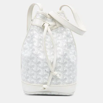Pre-owned Goyard Ine Canvas Bucket Bag In White